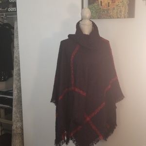 Poncho navy and red
